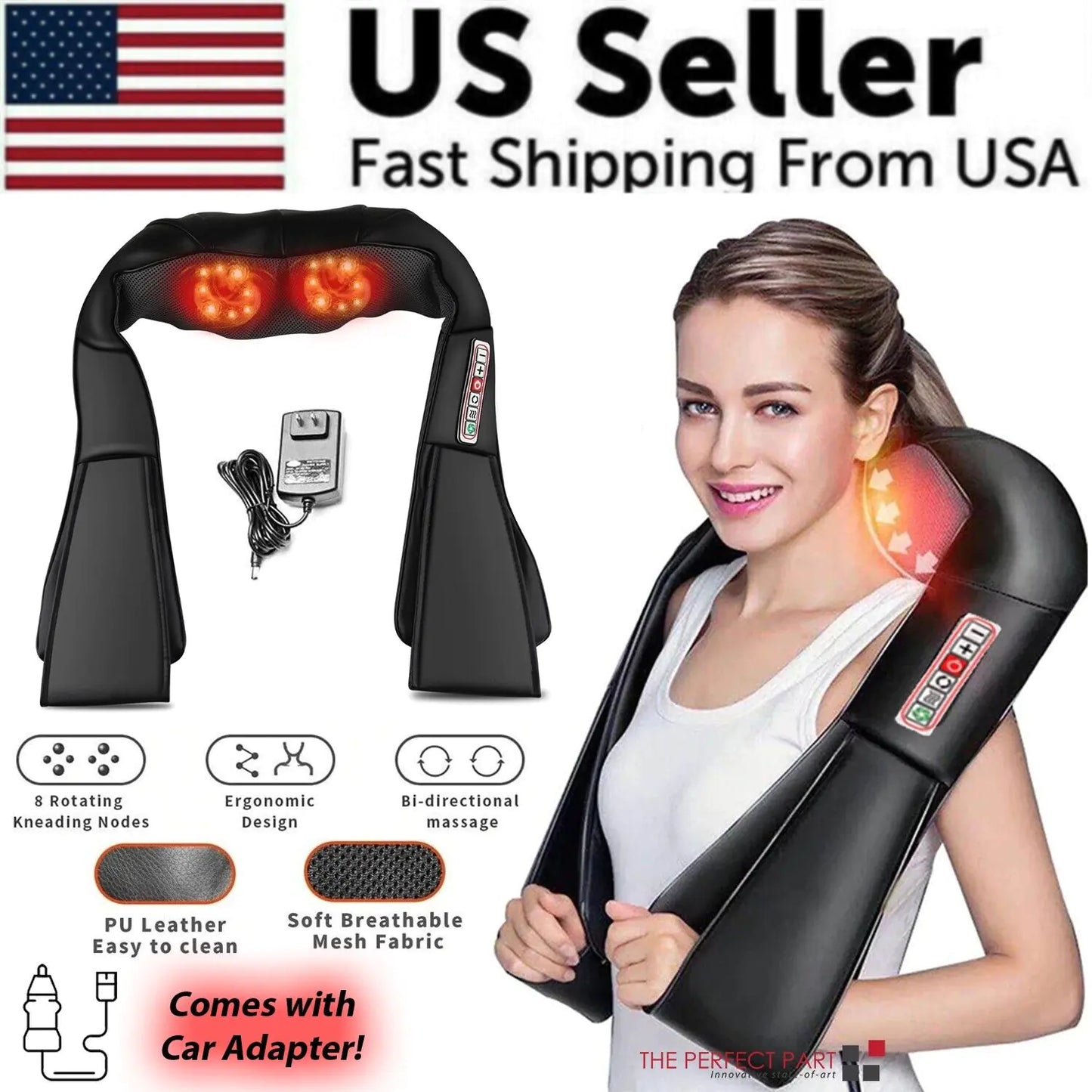 Heated 3D Shiatsu Massage Pillow for Neck and Back