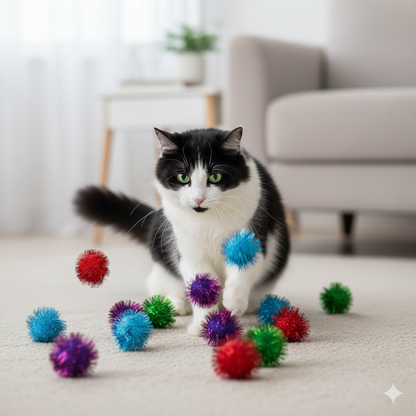 BooTaa 80-Piece Cat Pom-Pom Playset