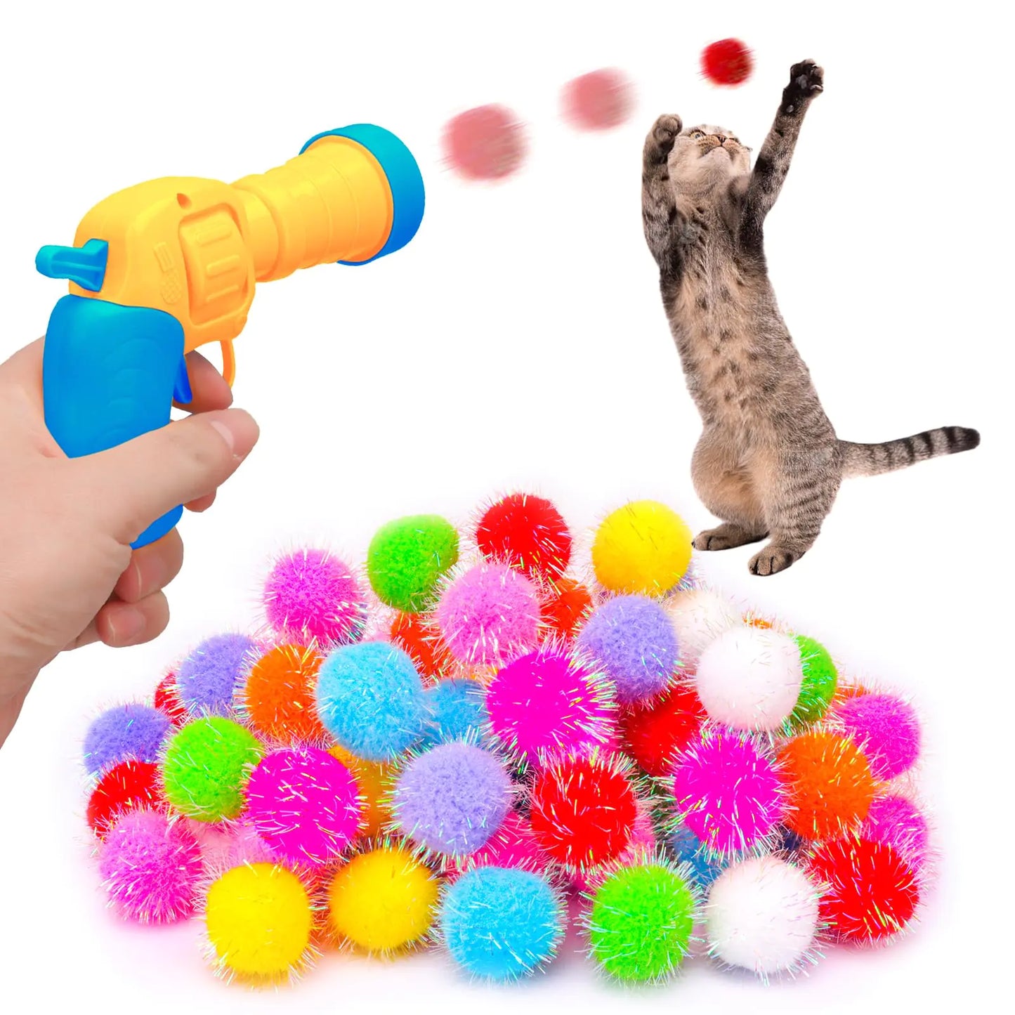 BooTaa 80-Piece Cat Pom-Pom Playset