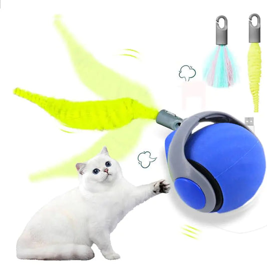 Hsyok 2025 Interactive Cat Toys Ball Automatic Rolling Adult Cat Toy Smart Moving Dog Toys for Bored Indoor Outdoor - Motion Activated Cat Toy Power Ball 2.0 Cat Toy (Blue)